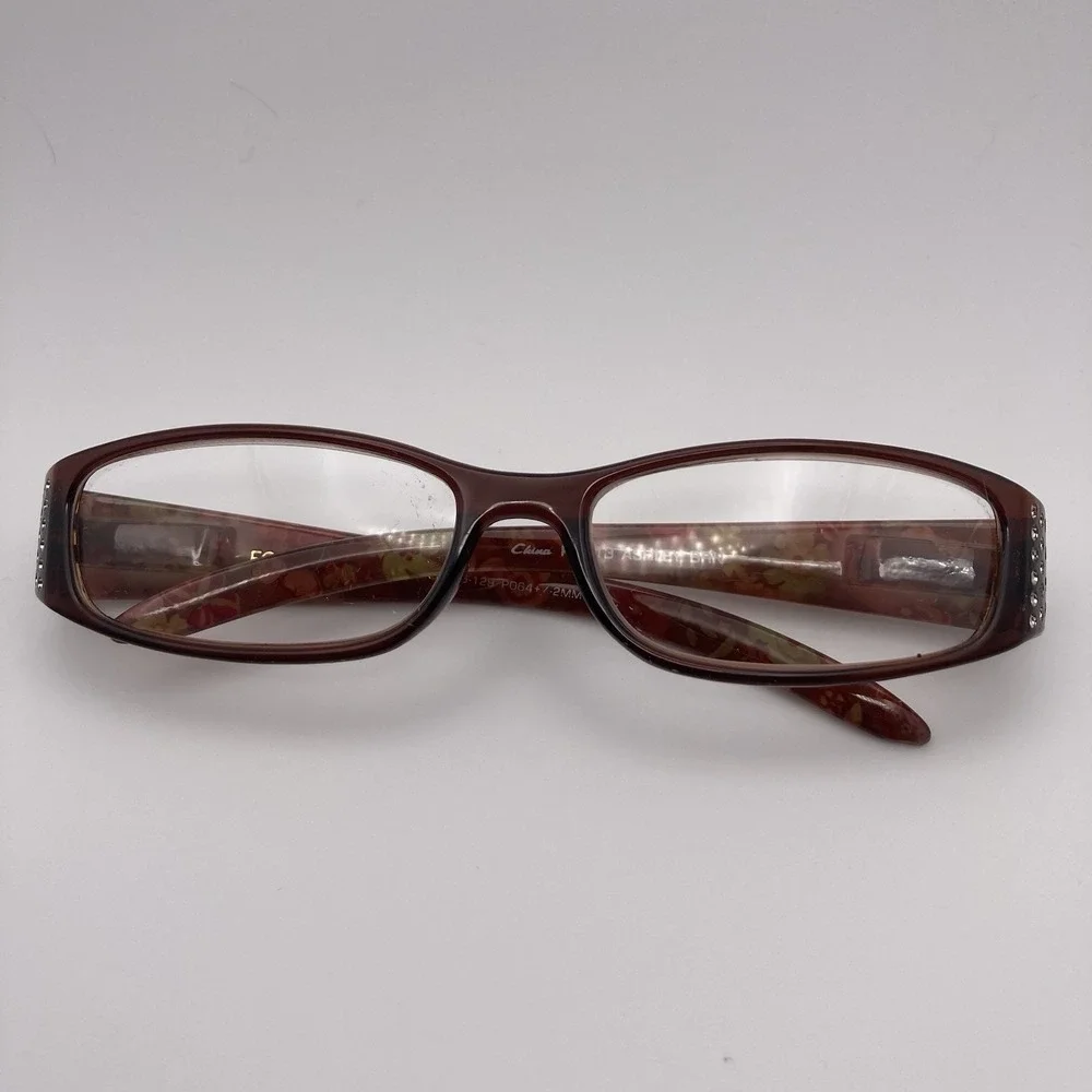 Foster Grant‎ Brn Floral Jeweled Reading Glasses Frames ASHLEY BRN 54/16-129
